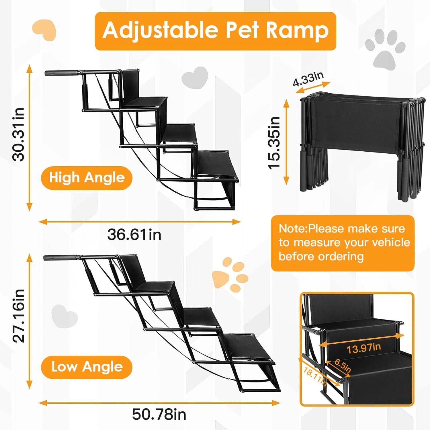 Foldable Dog Ramp 4 Step Collapsible Non Slip Stairs DailySale