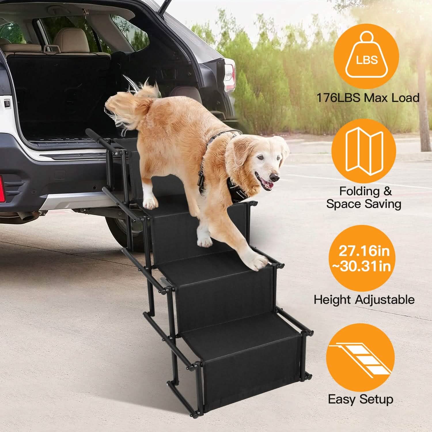 Foldable Dog Ramp 4 Step Collapsible Non Slip Stairs DailySale