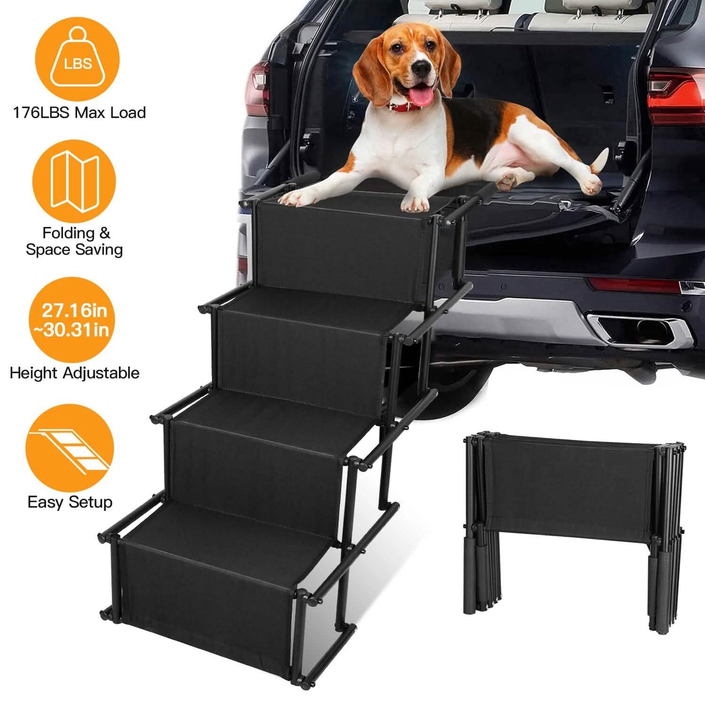Foldable Dog Ramp 4 Step Collapsible Non Slip Stairs DailySale
