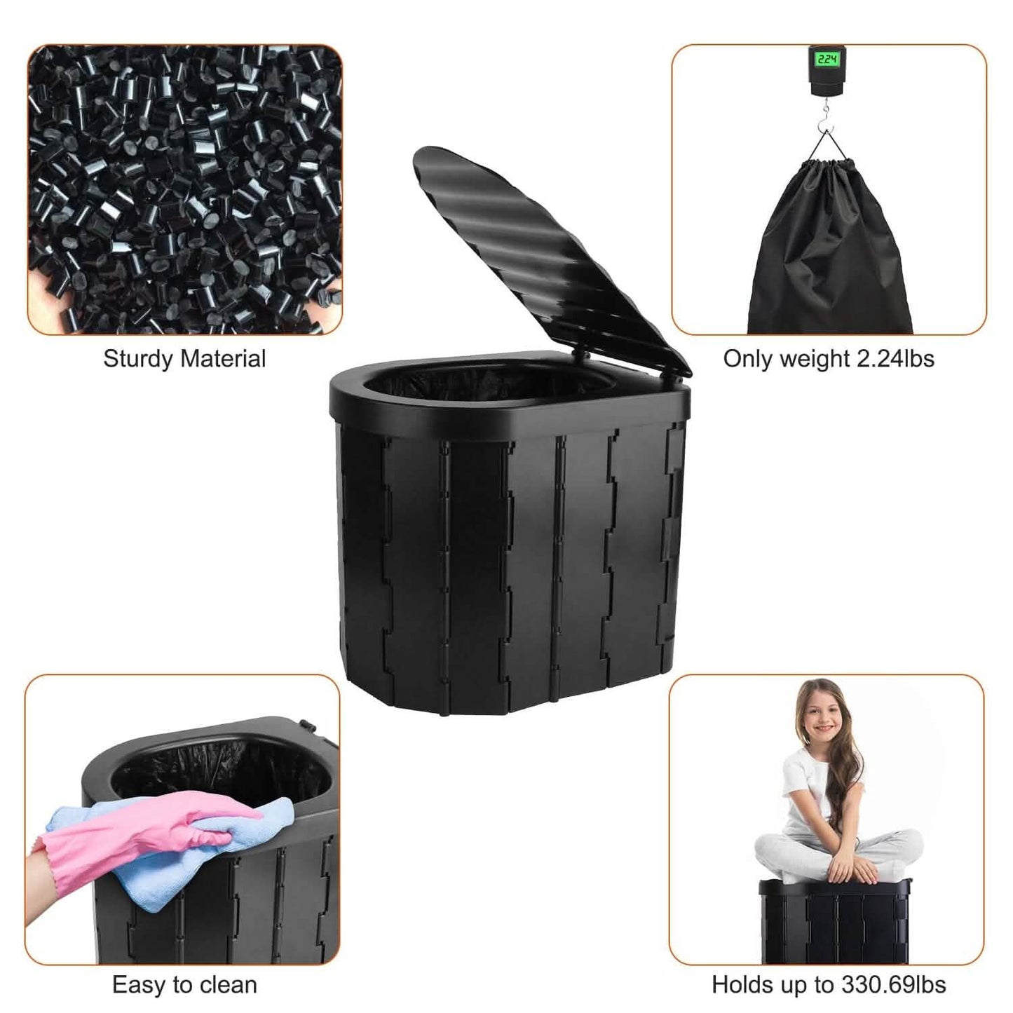 Foldable Emergency Toilet Portable Porta Potty DailySale