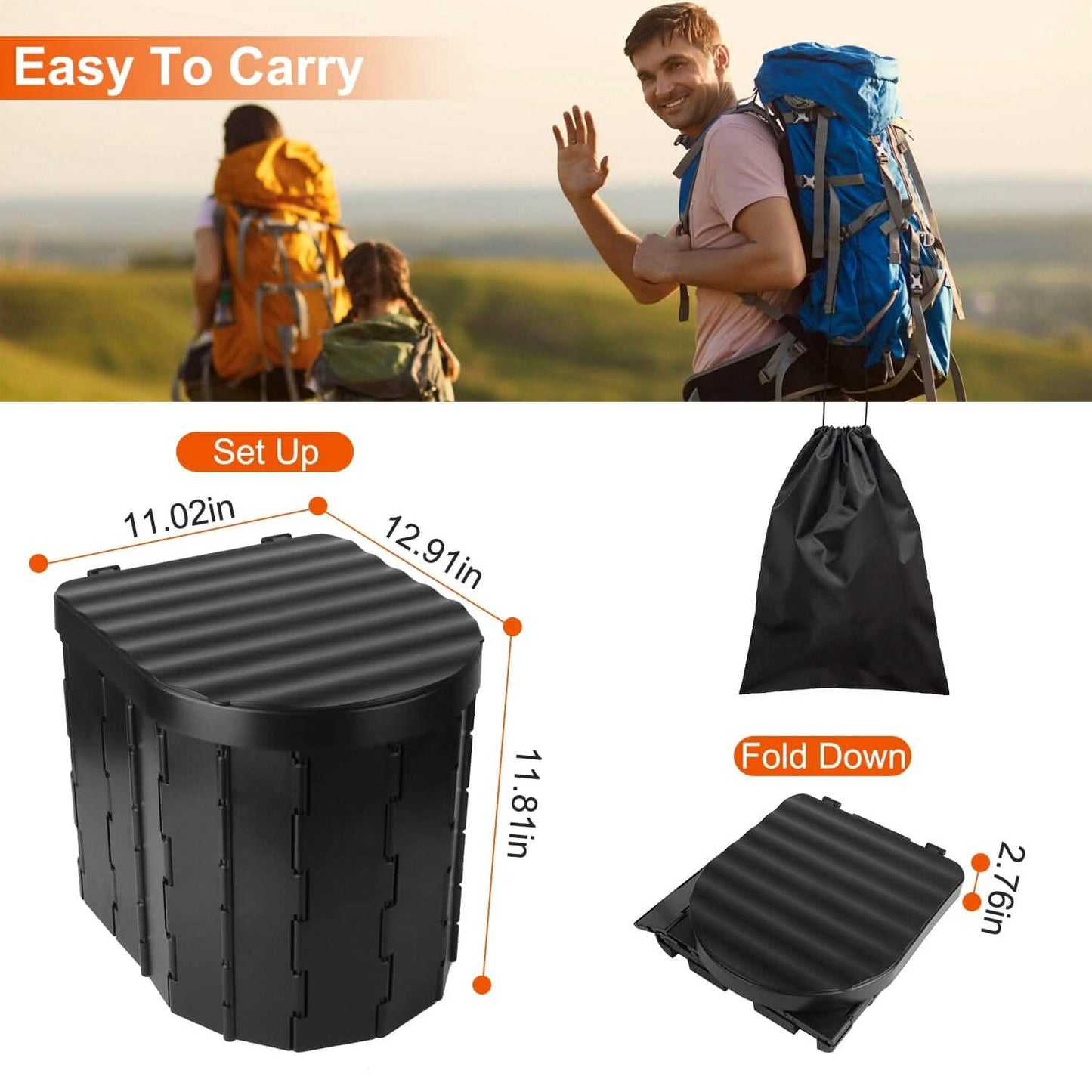 Foldable Emergency Toilet Portable Porta Potty DailySale