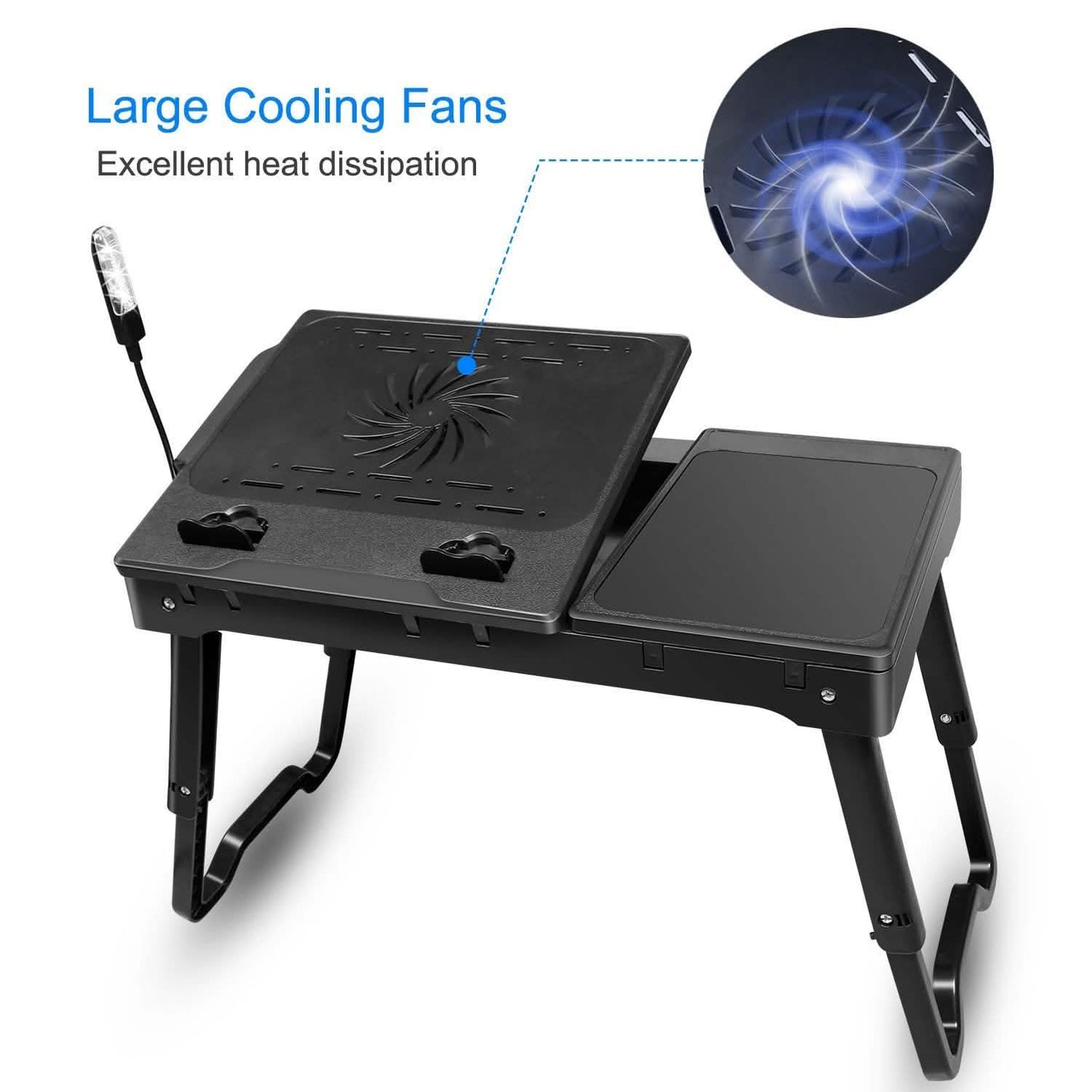 Foldable Laptop Table Bed Notebook Desk with Cooling Fan Mouse Board DailySale