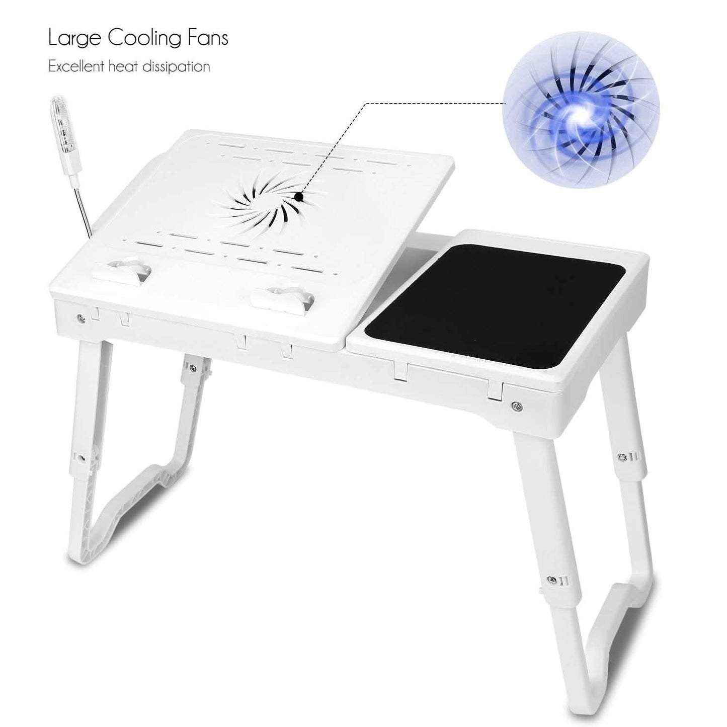 Foldable Laptop Table Bed Notebook Desk with Cooling Fan Mouse Board DailySale