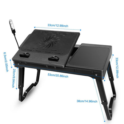 Foldable Laptop Table Bed Notebook Desk with Cooling Fan Mouse Board DailySale
