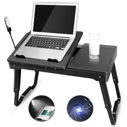 Foldable Laptop Table Bed Notebook Desk with Cooling Fan Mouse Board DailySale