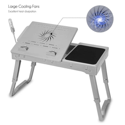 Foldable Laptop Table Bed Notebook Desk with Cooling Fan Mouse Board DailySale