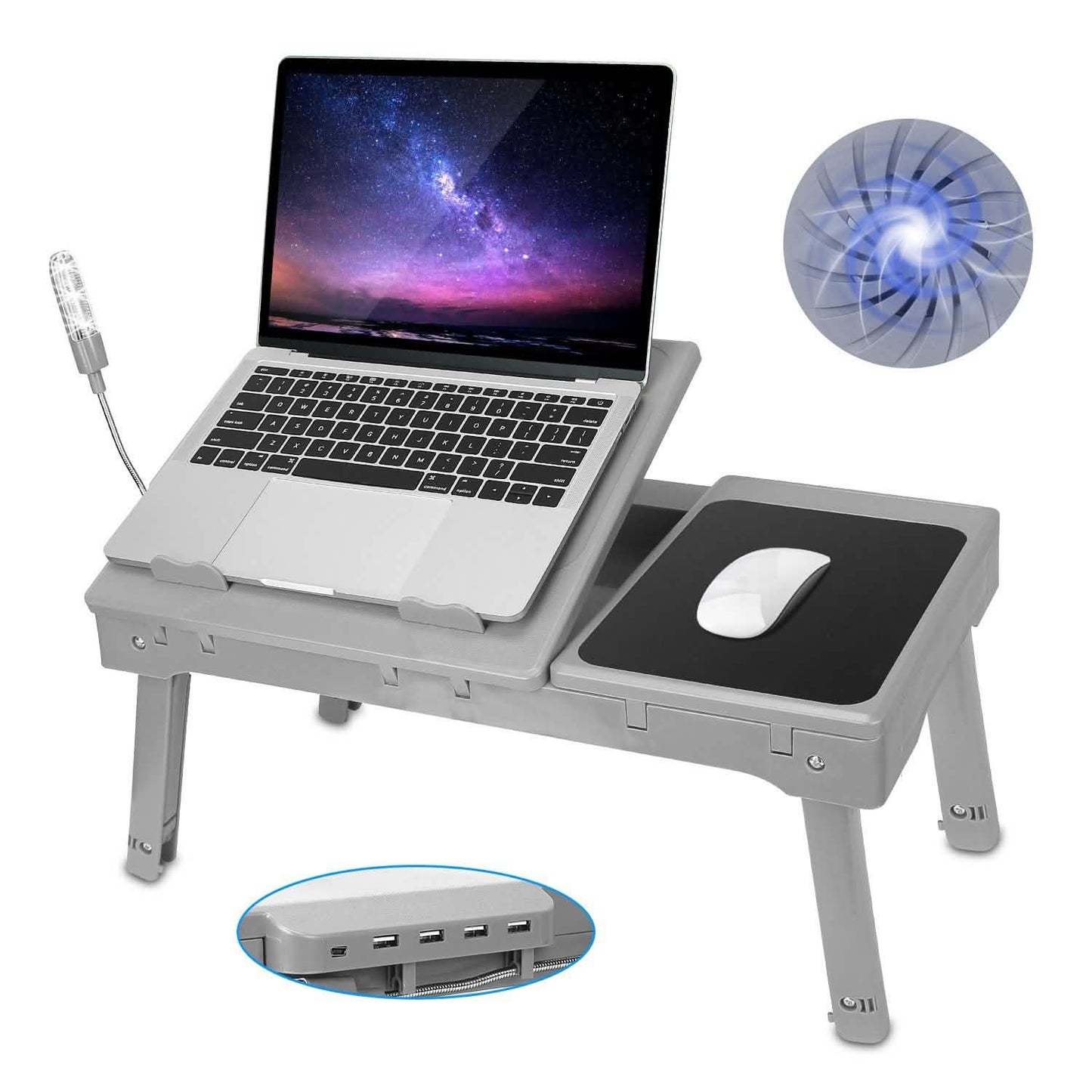 Foldable Laptop Table Bed Notebook Desk with Cooling Fan Mouse Board DailySale
