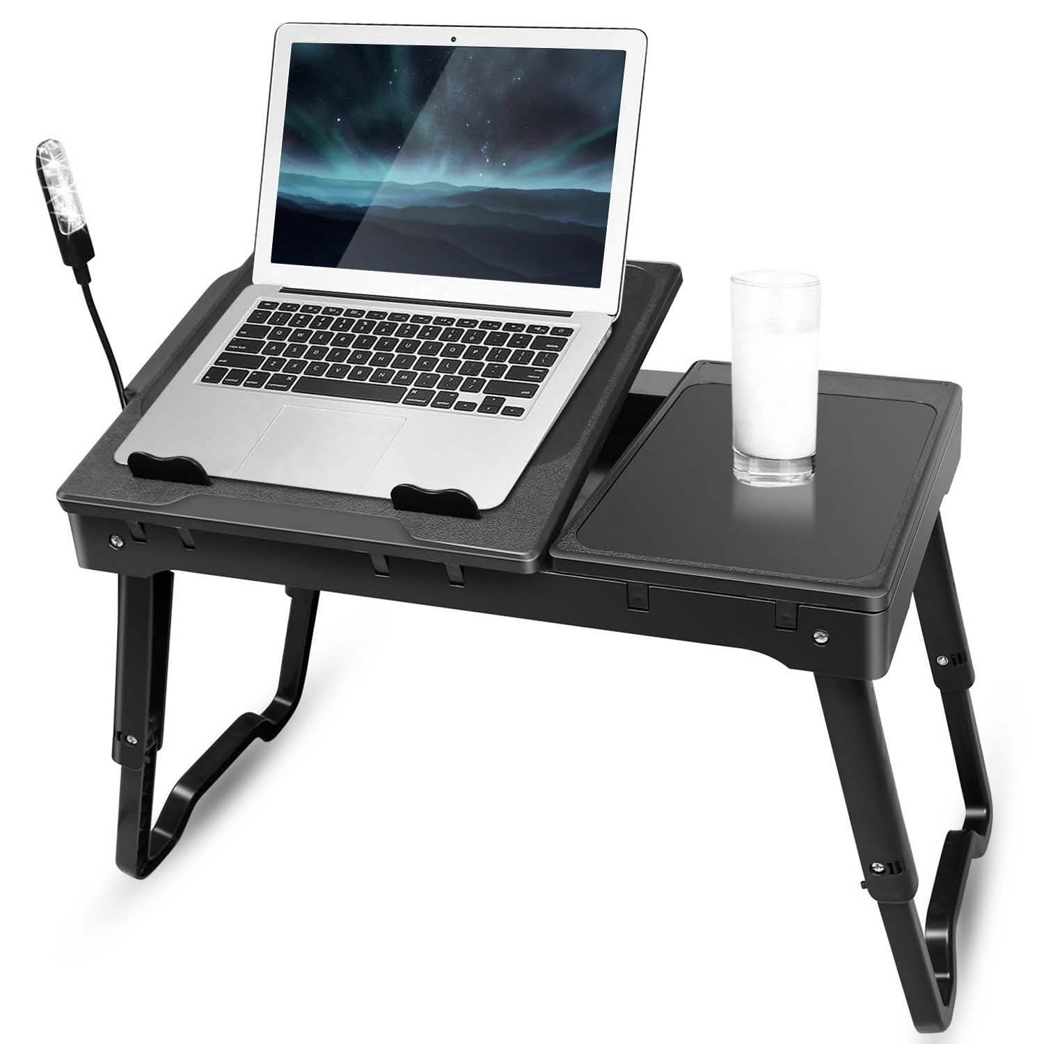 Foldable Laptop Table Bed Notebook Desk with Cooling Fan Mouse Board DailySale