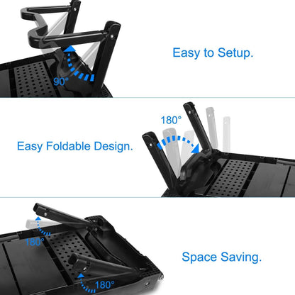 Foldable Laptop Table Bed Notebook Desk with Cooling Fan Mouse Board DailySale