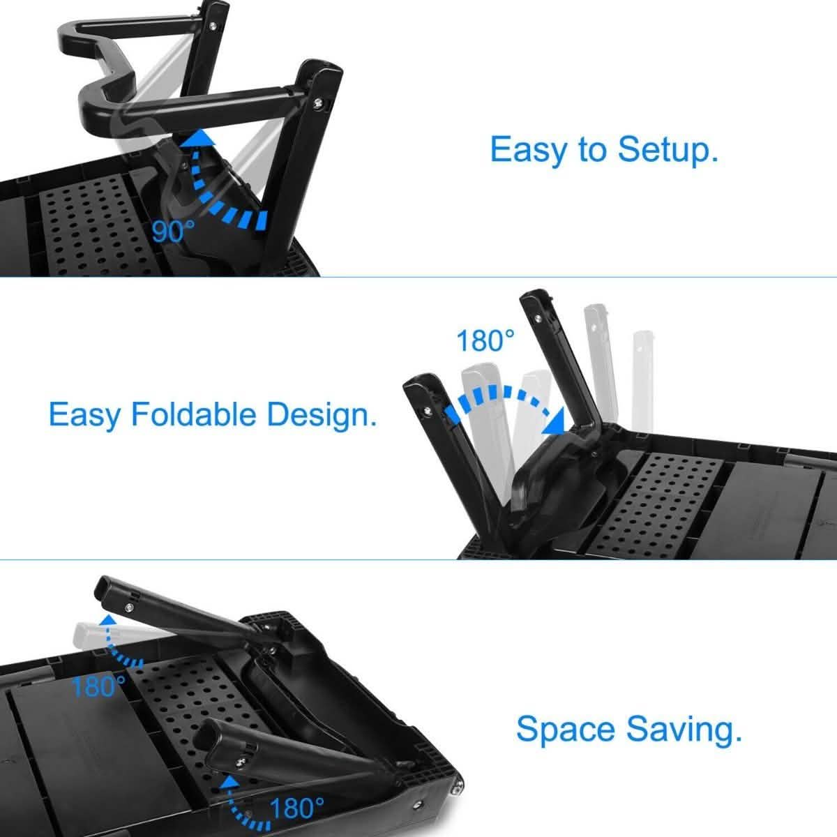 Foldable Laptop Table Bed Notebook Desk with Cooling Fan Mouse Board DailySale