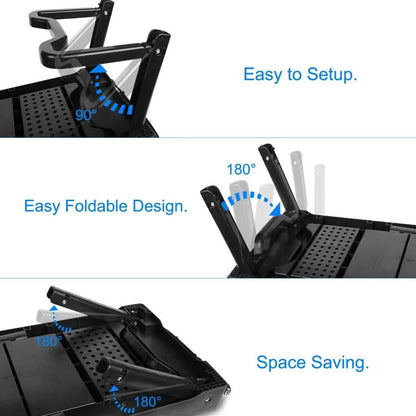 Foldable Laptop Table Bed Notebook Desk with Cooling Fan Mouse Board DailySale