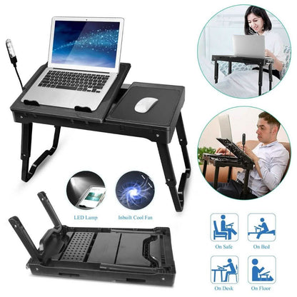 Foldable Laptop Table Bed Notebook Desk with Cooling Fan Mouse Board DailySale