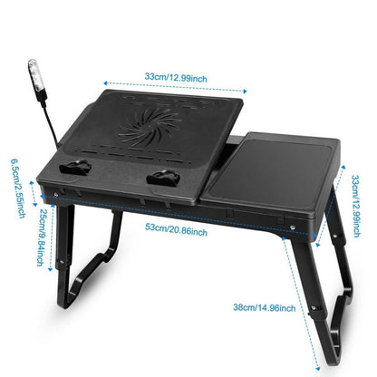 Foldable Laptop Table Bed Notebook Desk with Cooling Fan Mouse Board DailySale