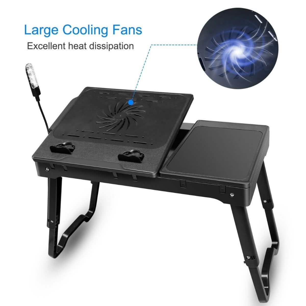 Foldable Laptop Table Bed Notebook Desk with Cooling Fan Mouse Board DailySale