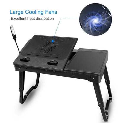 Foldable Laptop Table Bed Notebook Desk with Cooling Fan Mouse Board DailySale