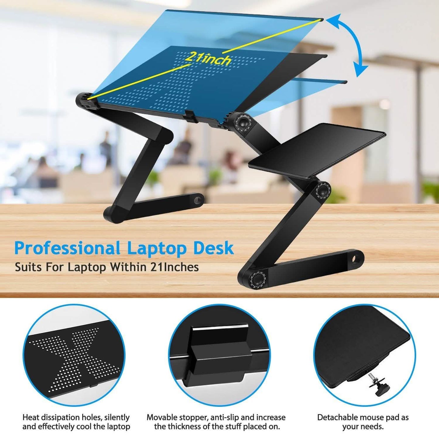 Foldable Laptop Table Bed Notebook Desk with Mouse Board DailySale