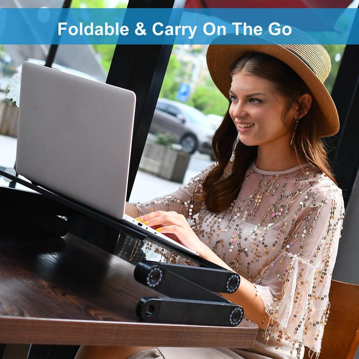 Foldable Laptop Table Bed Notebook Desk with Mouse Board DailySale