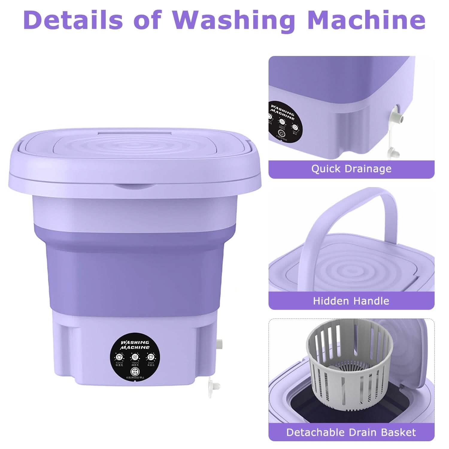 Foldable Laundry Machine with Detachable Drain Basket DailySale