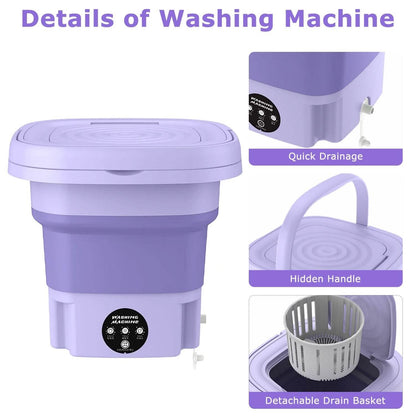 Foldable Laundry Machine with Detachable Drain Basket DailySale