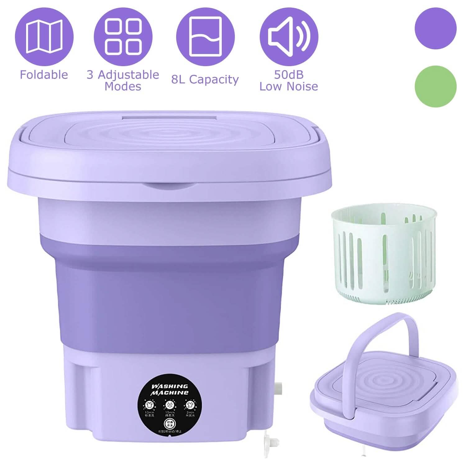 Foldable Laundry Machine with Detachable Drain Basket DailySale