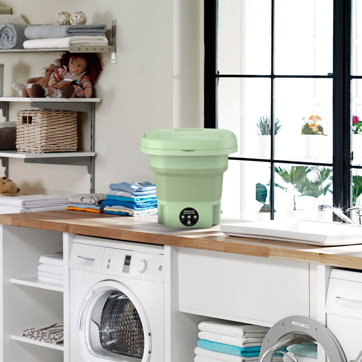 Foldable Laundry Machine with Detachable Drain Basket DailySale