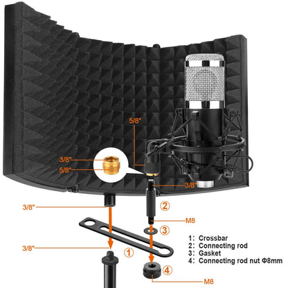 Foldable Microphone Isolation Shield Adjustable Tripod Stand DailySale