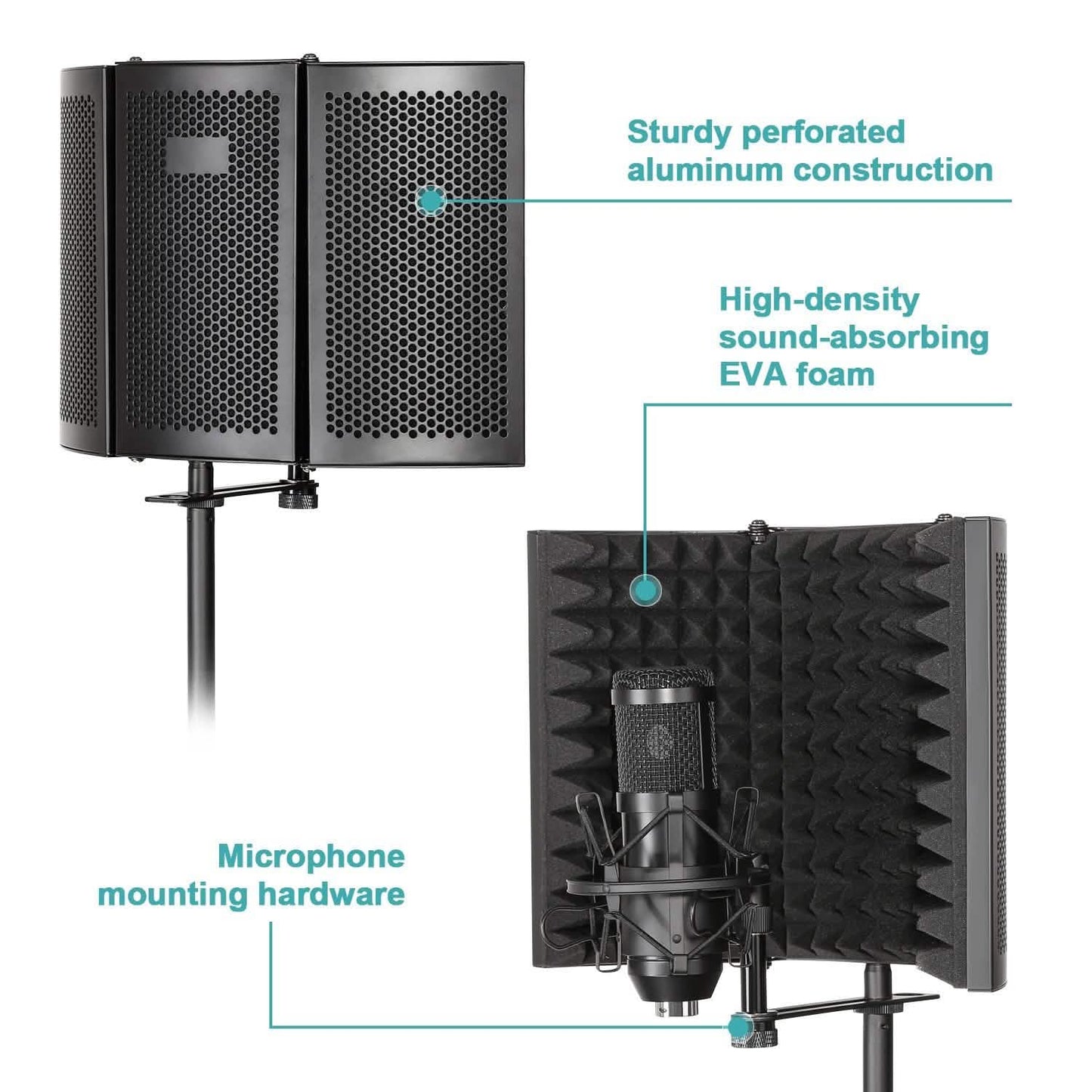 Foldable Microphone Isolation Shield Adjustable Tripod Stand DailySale