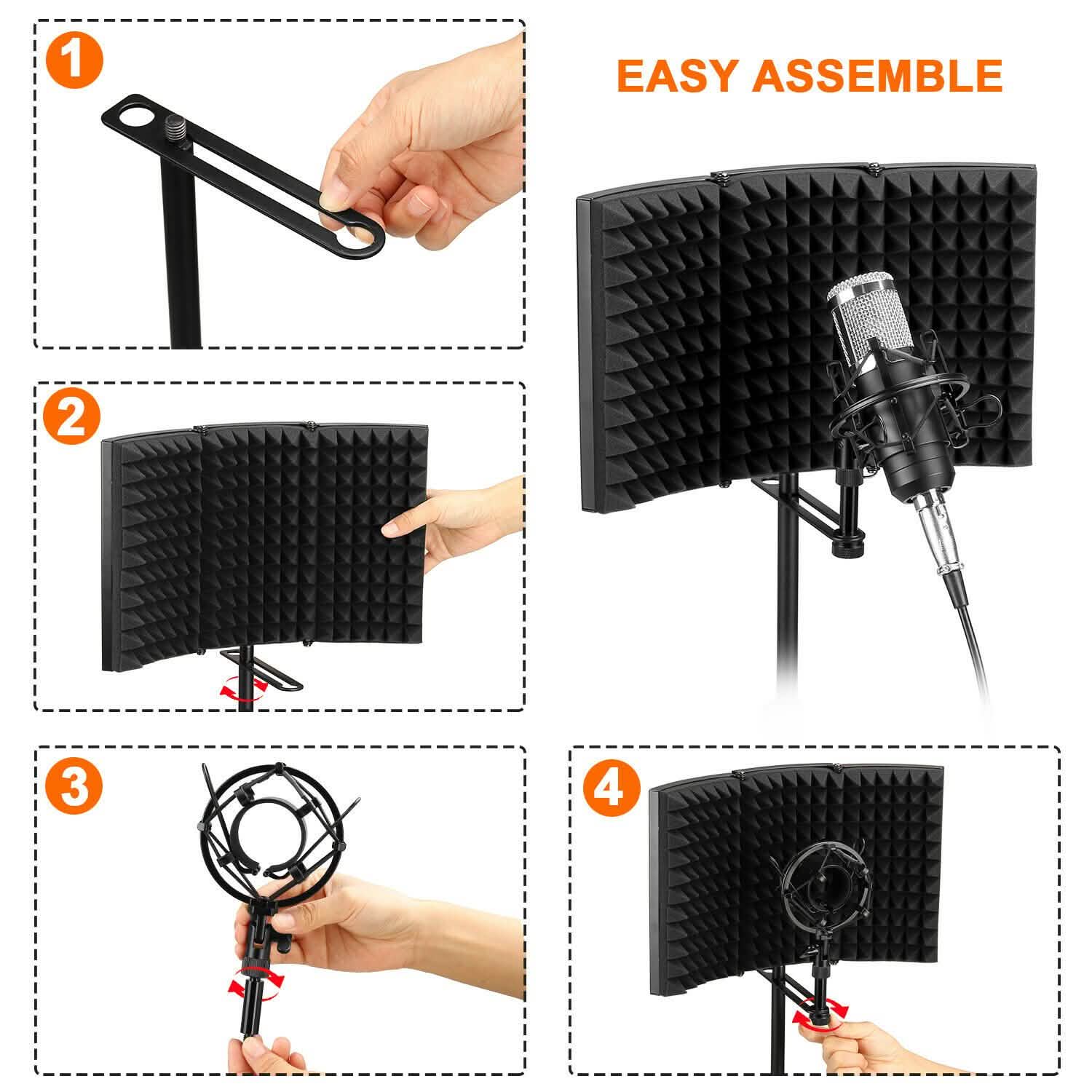 Foldable Microphone Isolation Shield Adjustable Tripod Stand DailySale