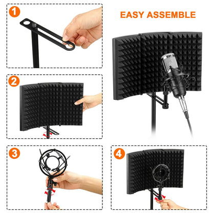 Foldable Microphone Isolation Shield Adjustable Tripod Stand DailySale