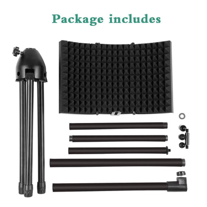 Foldable Microphone Isolation Shield Adjustable Tripod Stand DailySale