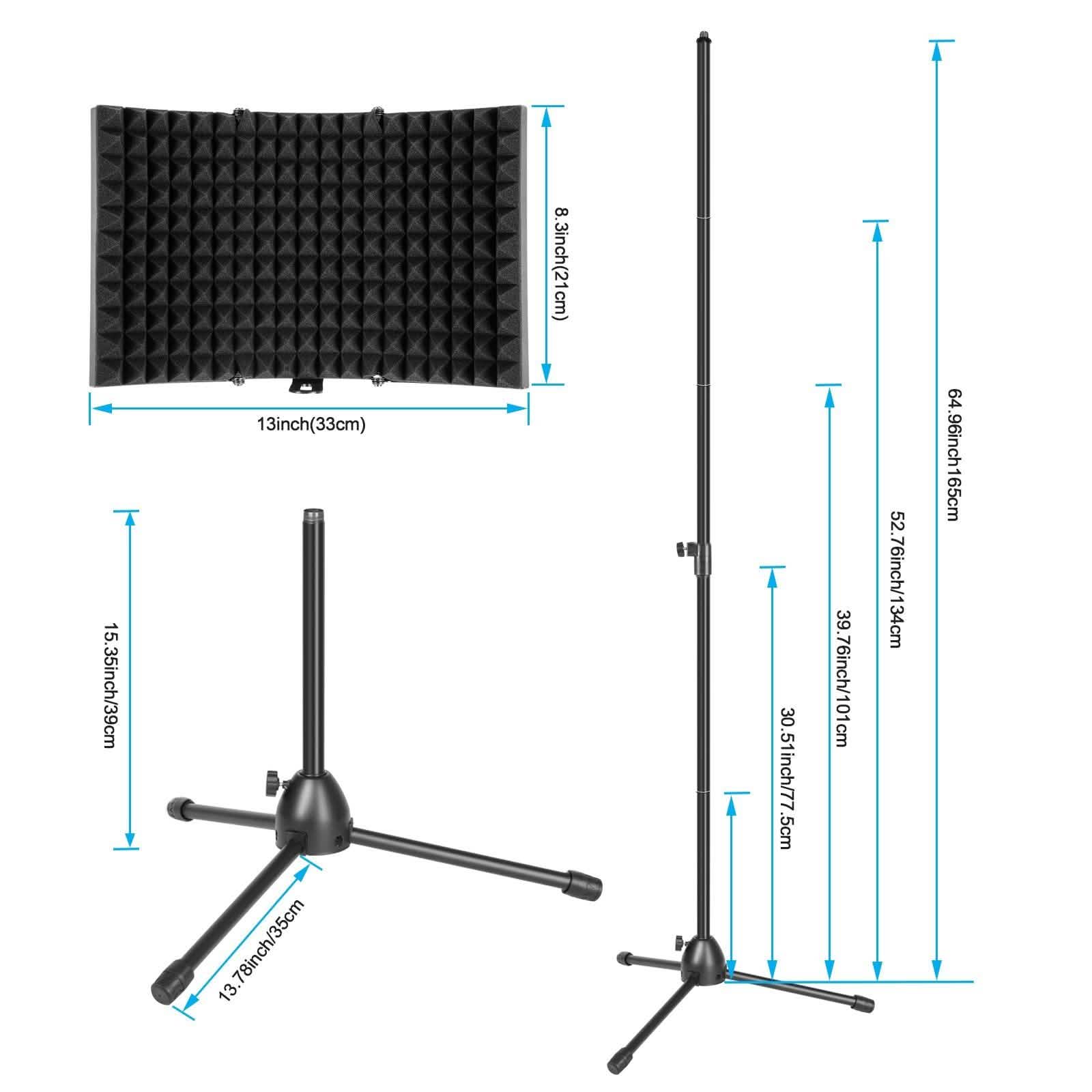 Foldable Microphone Isolation Shield Adjustable Tripod Stand DailySale