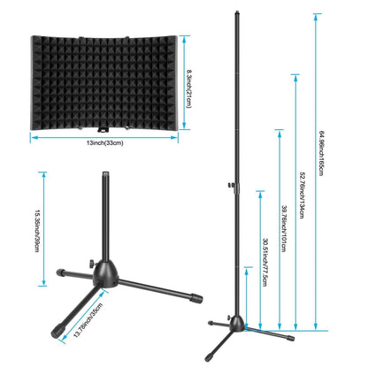 Foldable Microphone Isolation Shield Adjustable Tripod Stand DailySale