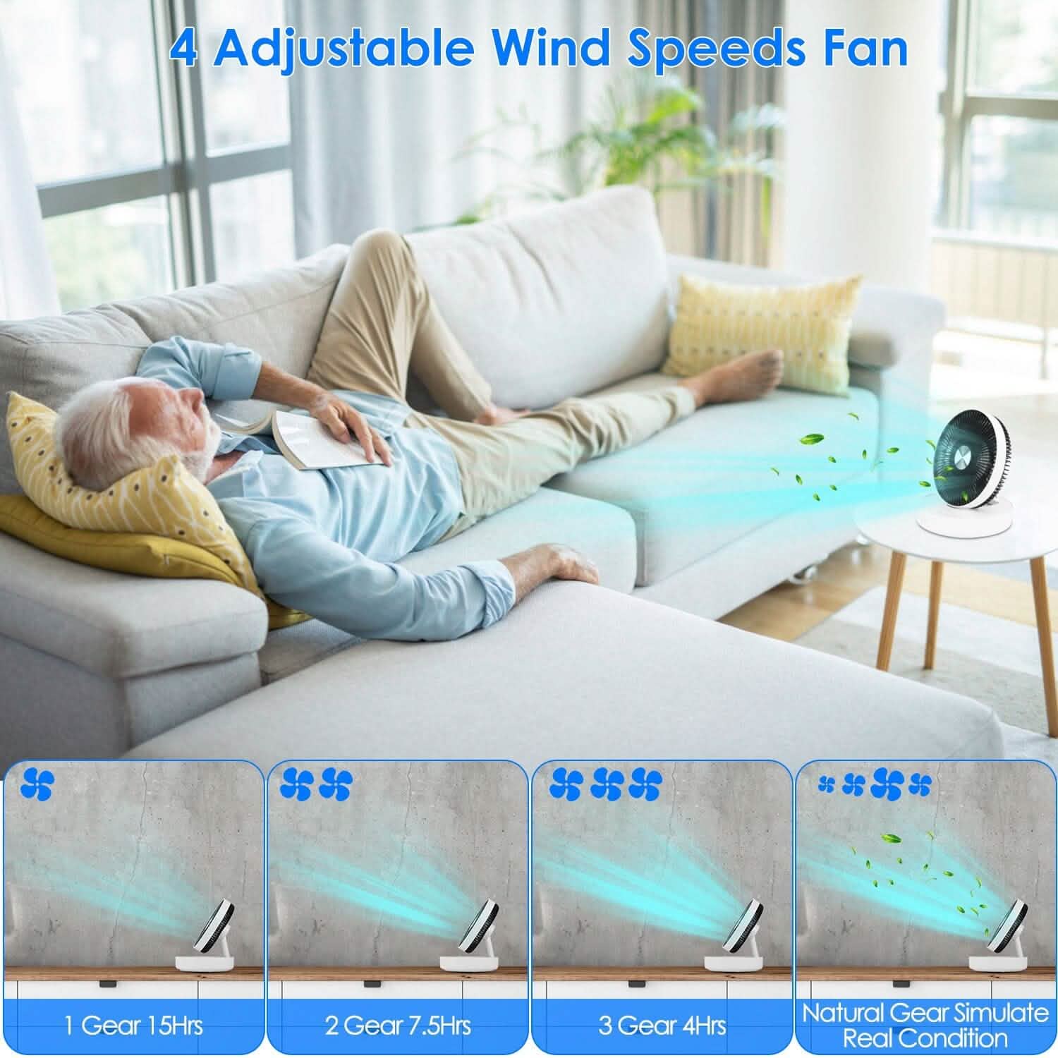Foldable Rechargeable LED Desk Fan Wall Mounted with Magnetic Remote DailySale