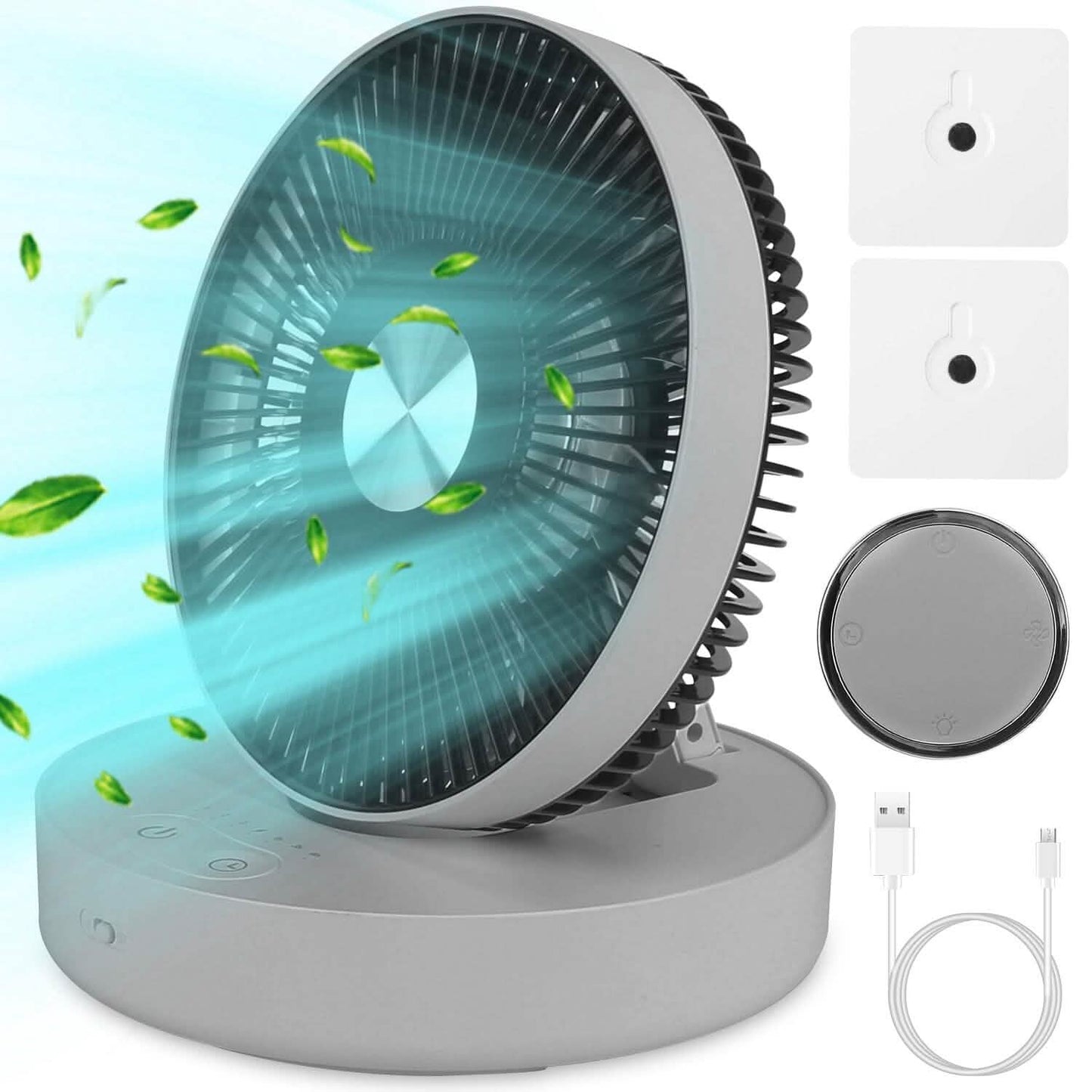 Foldable Rechargeable LED Desk Fan Wall Mounted with Magnetic Remote DailySale