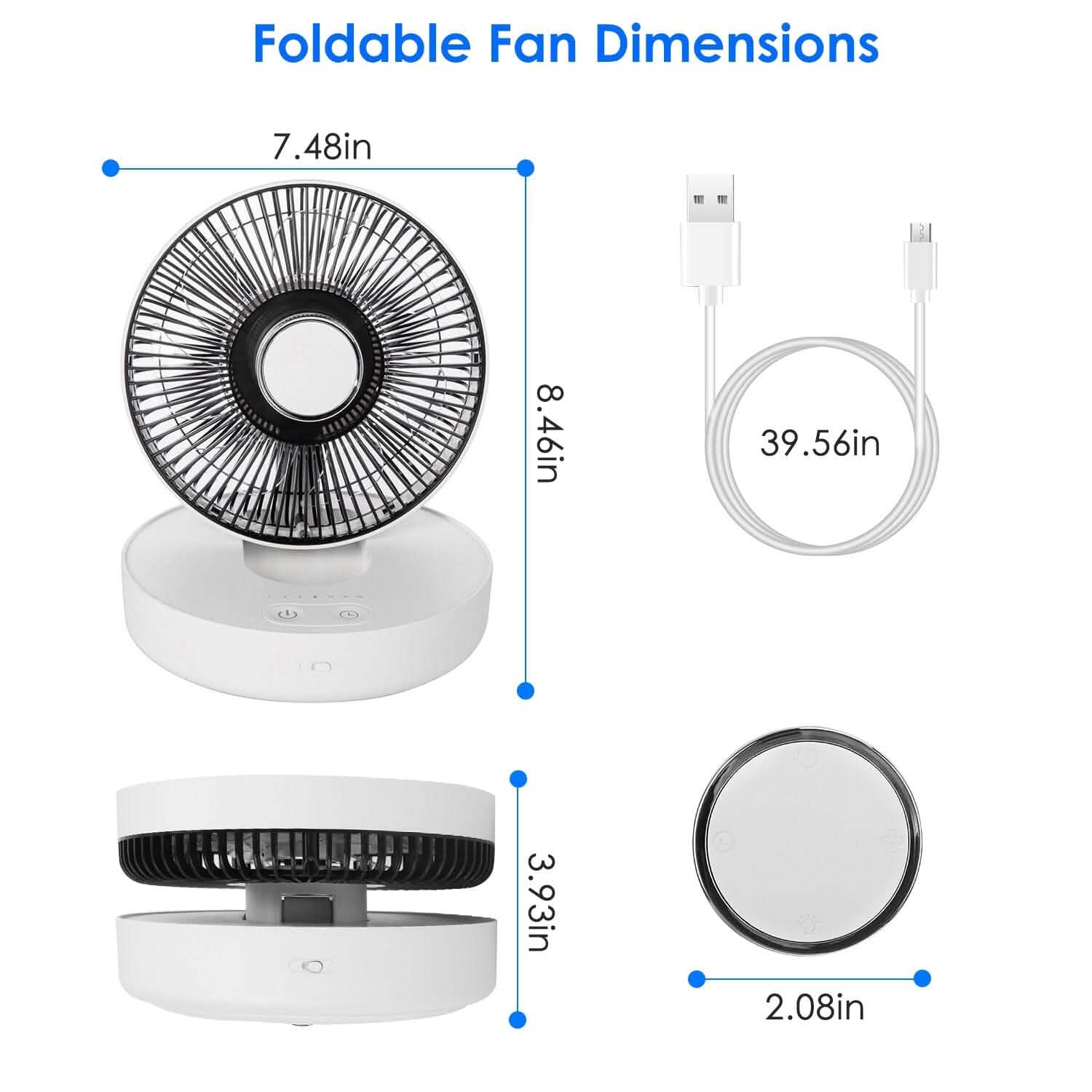 Foldable Rechargeable LED Desk Fan Wall Mounted with Magnetic Remote DailySale