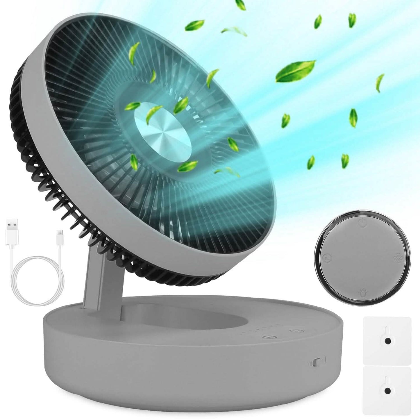 Foldable Rechargeable LED Desk Fan Wall Mounted with Magnetic Remote DailySale