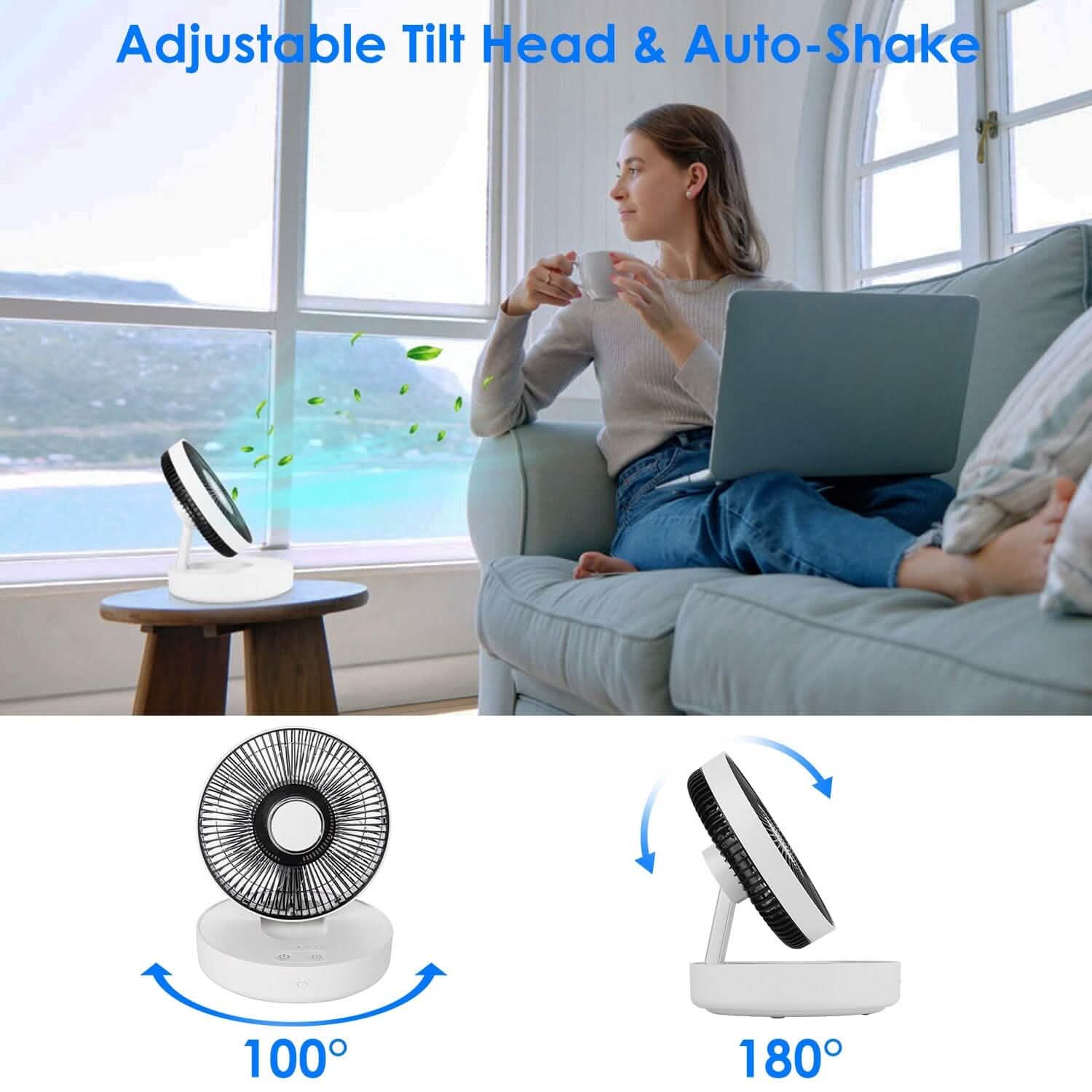 Foldable Rechargeable LED Desk Fan Wall Mounted with Magnetic Remote DailySale