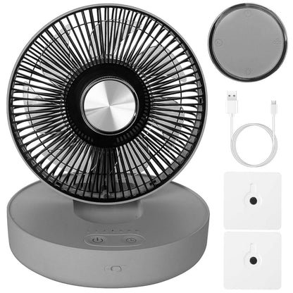 Foldable Rechargeable LED Desk Fan Wall Mounted with Magnetic Remote DailySale