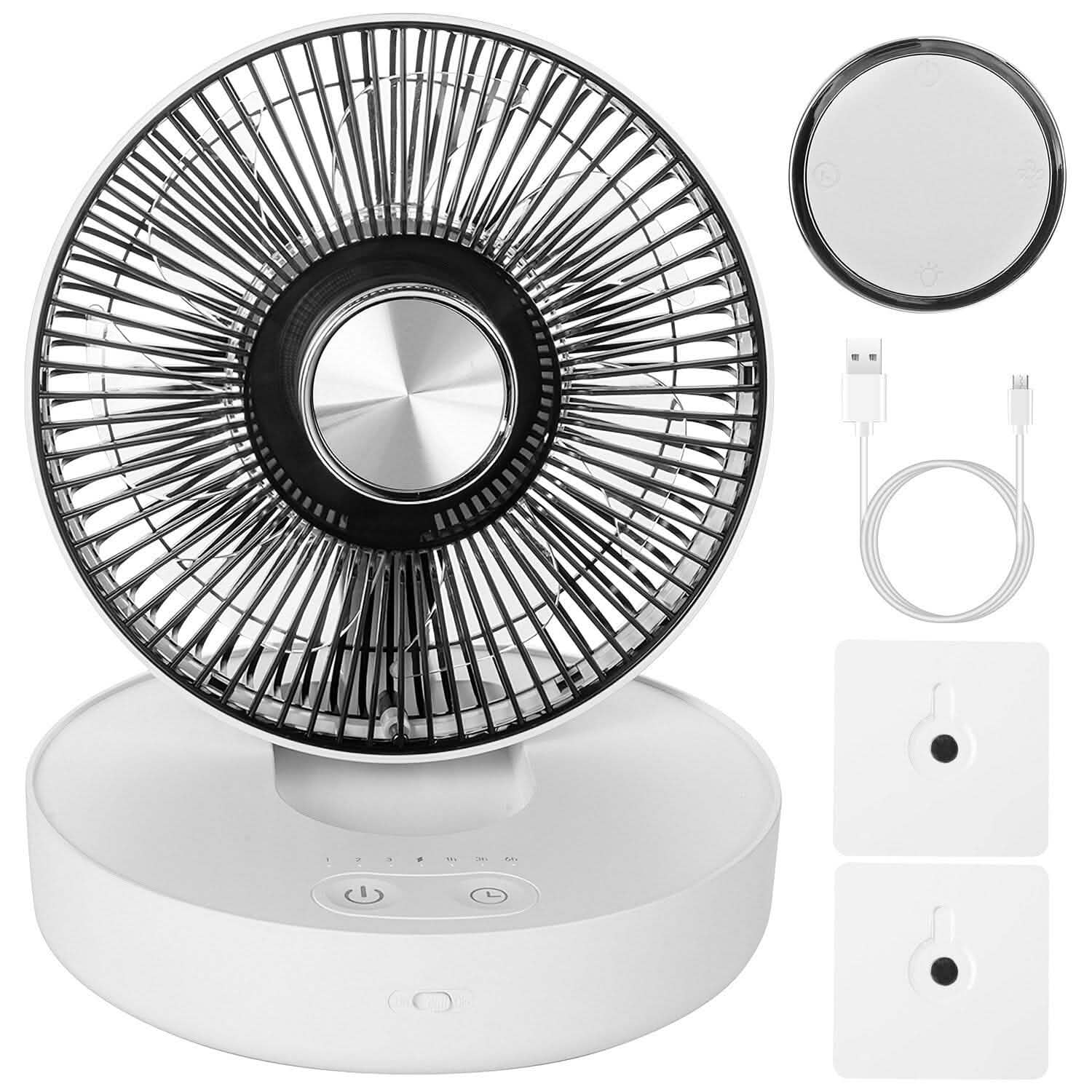 Foldable Rechargeable LED Desk Fan Wall Mounted with Magnetic Remote DailySale