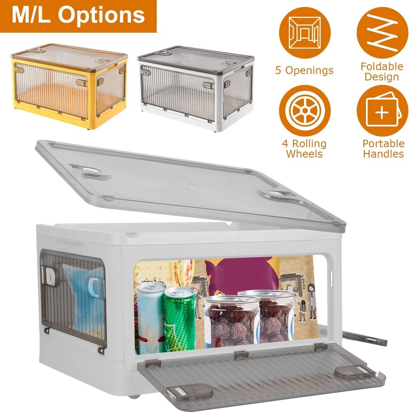 Foldable Storage Bins with Lid 4 Doors Collapsible Stackable with Lock DailySale