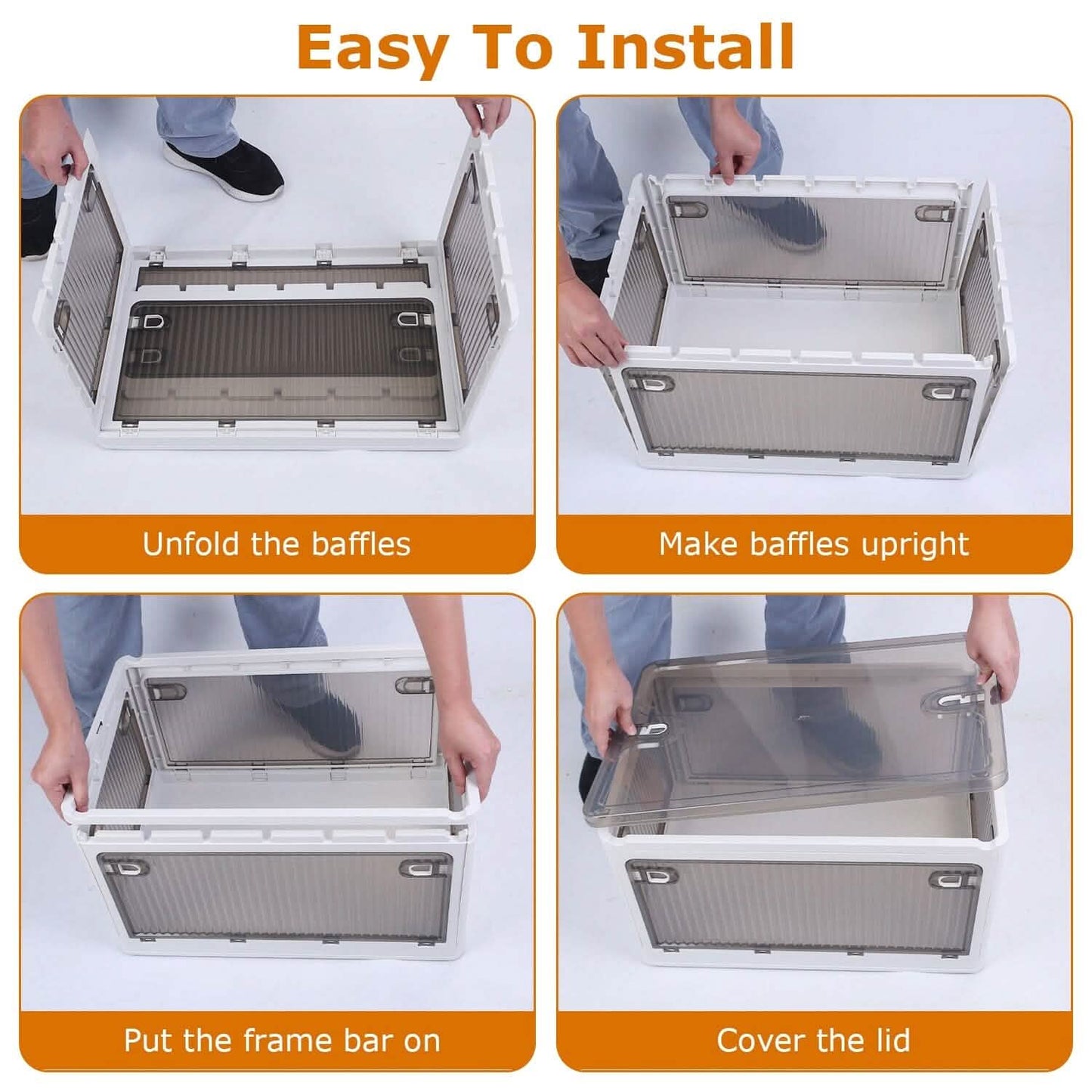 Foldable Storage Bins with Lid 4 Doors Collapsible Stackable with Lock DailySale