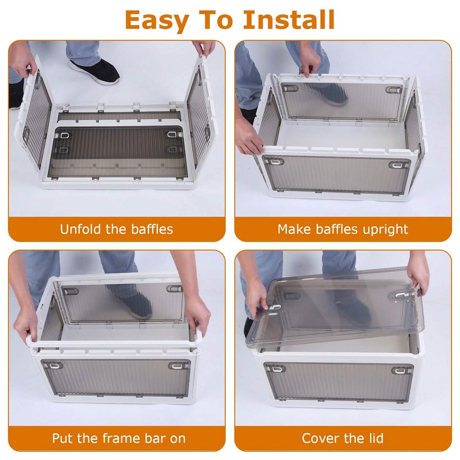 Foldable Storage Bins with Lid 4 Doors Collapsible Stackable with Lock DailySale