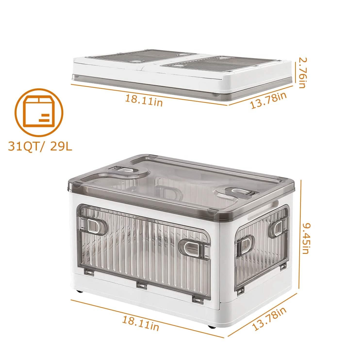 Foldable Storage Bins with Lid 4 Doors Collapsible Stackable with Lock DailySale