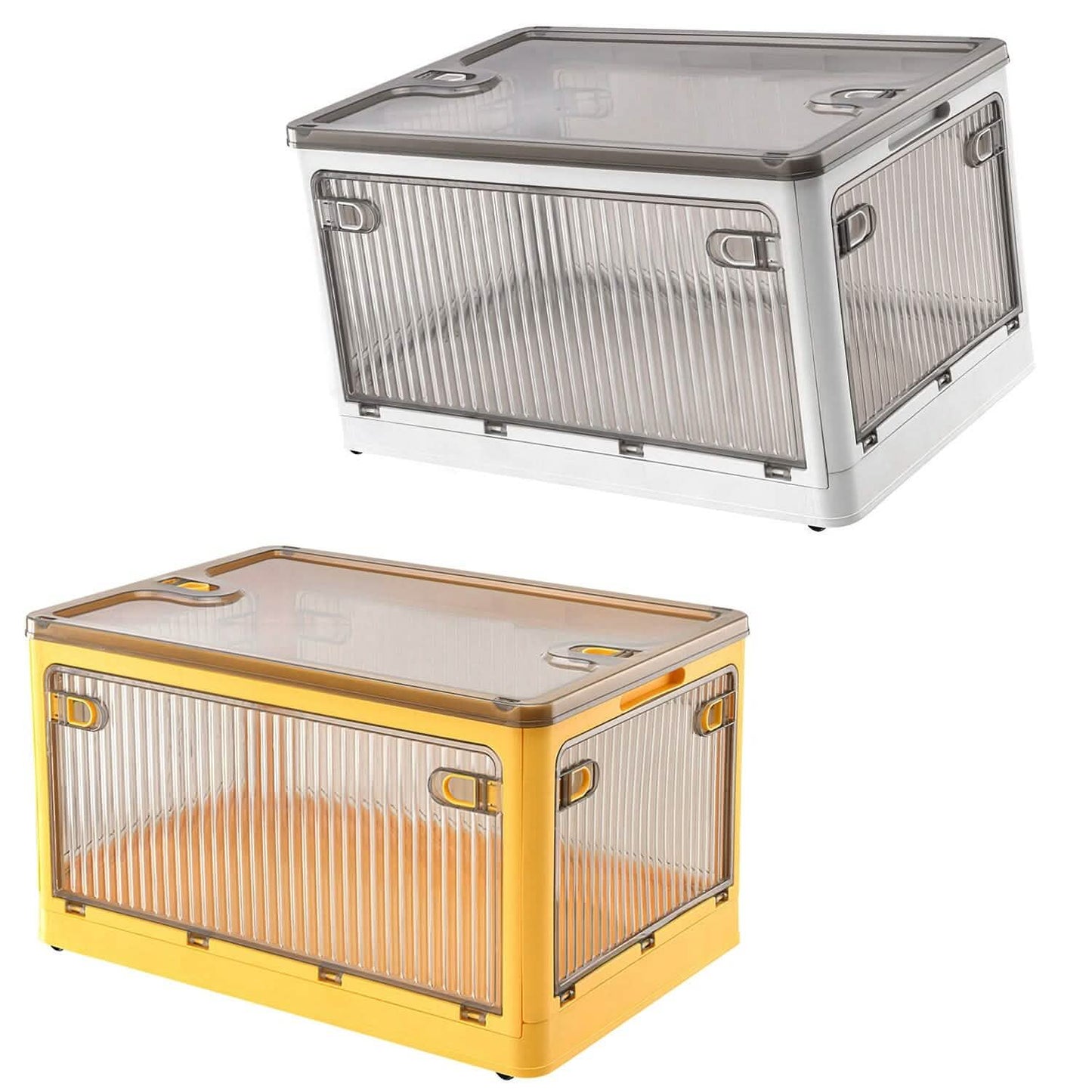 Foldable Storage Bins with Lid 4 Doors Collapsible Stackable with Lock DailySale