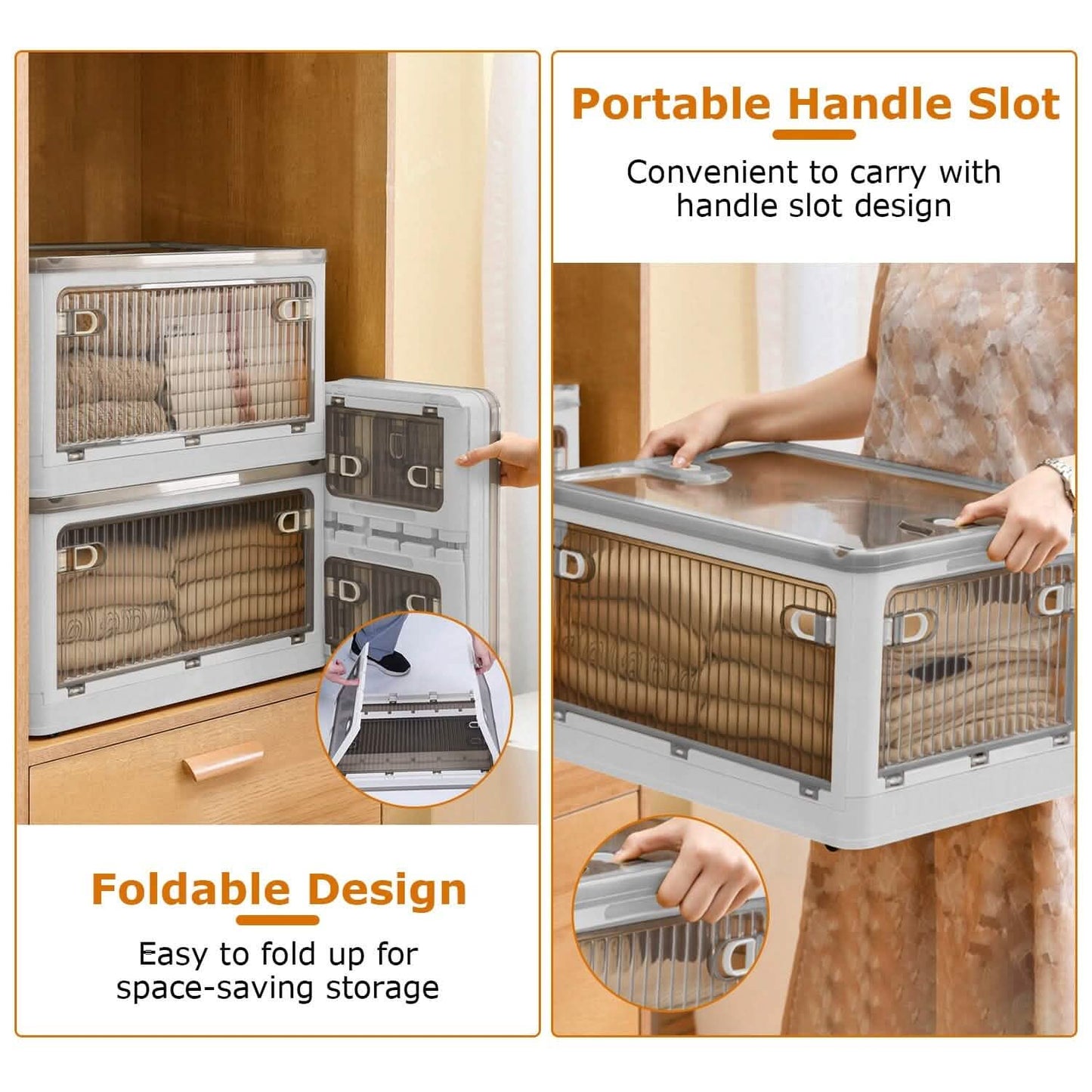 Foldable Storage Bins with Lid 4 Doors Collapsible Stackable with Lock DailySale