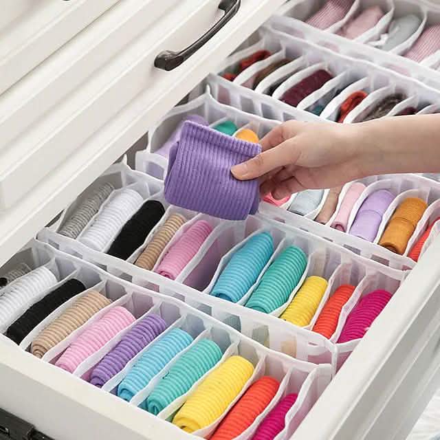 Foldable Underwear Storage Box Magic Mesh Transparent Plaid Fabric DailySale