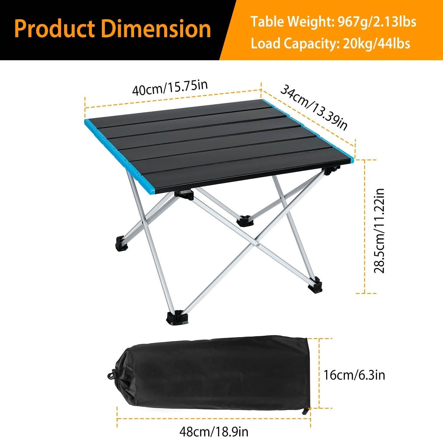 Folding Camping Table Aluminum Alloy Collapsible with Carry Bag DailySale