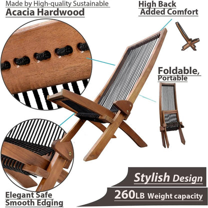 Folding Chairs Wooden Foldable Patio Chair DailySale