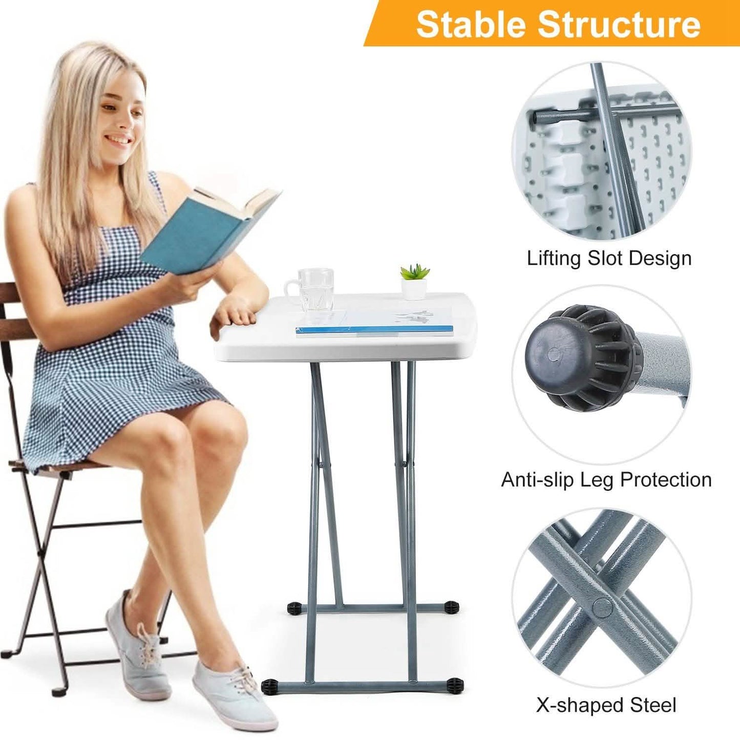 Folding Height Adjustable Snack Table DailySale