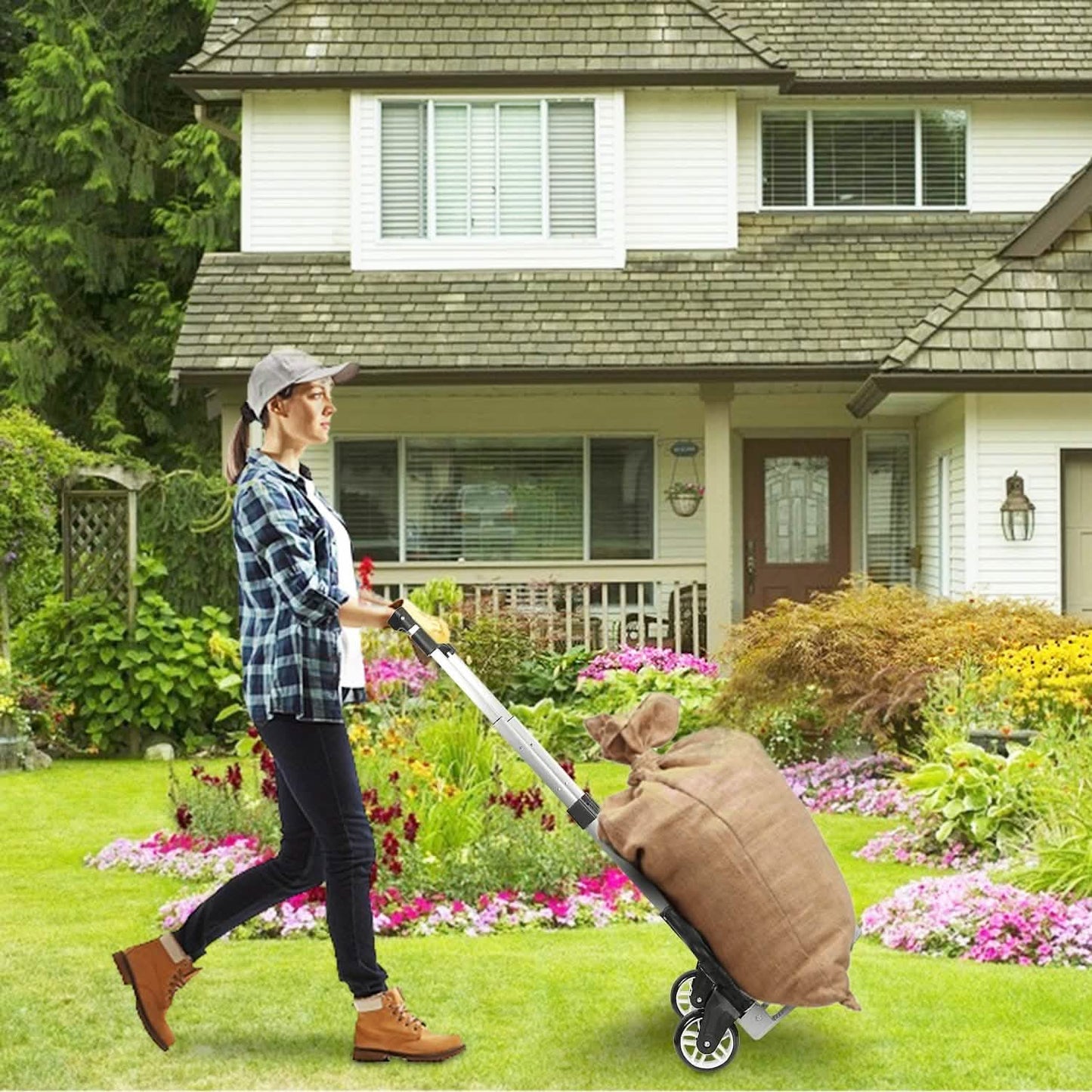 Folding Luggage Cart With Elastic Rope DailySale